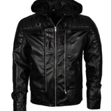 Men's Black Knight Arkham Hooded Leather Jacket