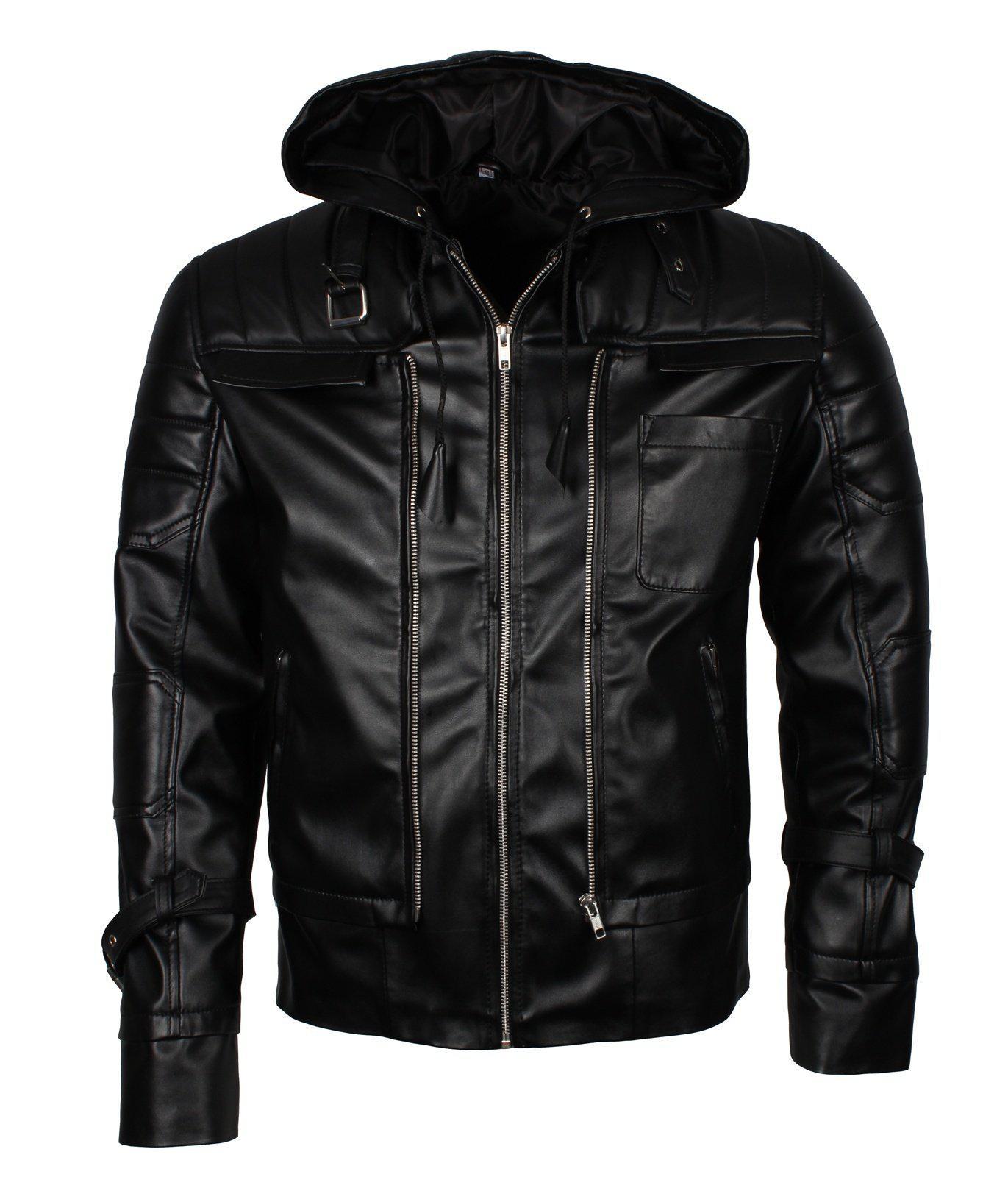 Men's Black Knight Arkham Hooded Leather Jacket