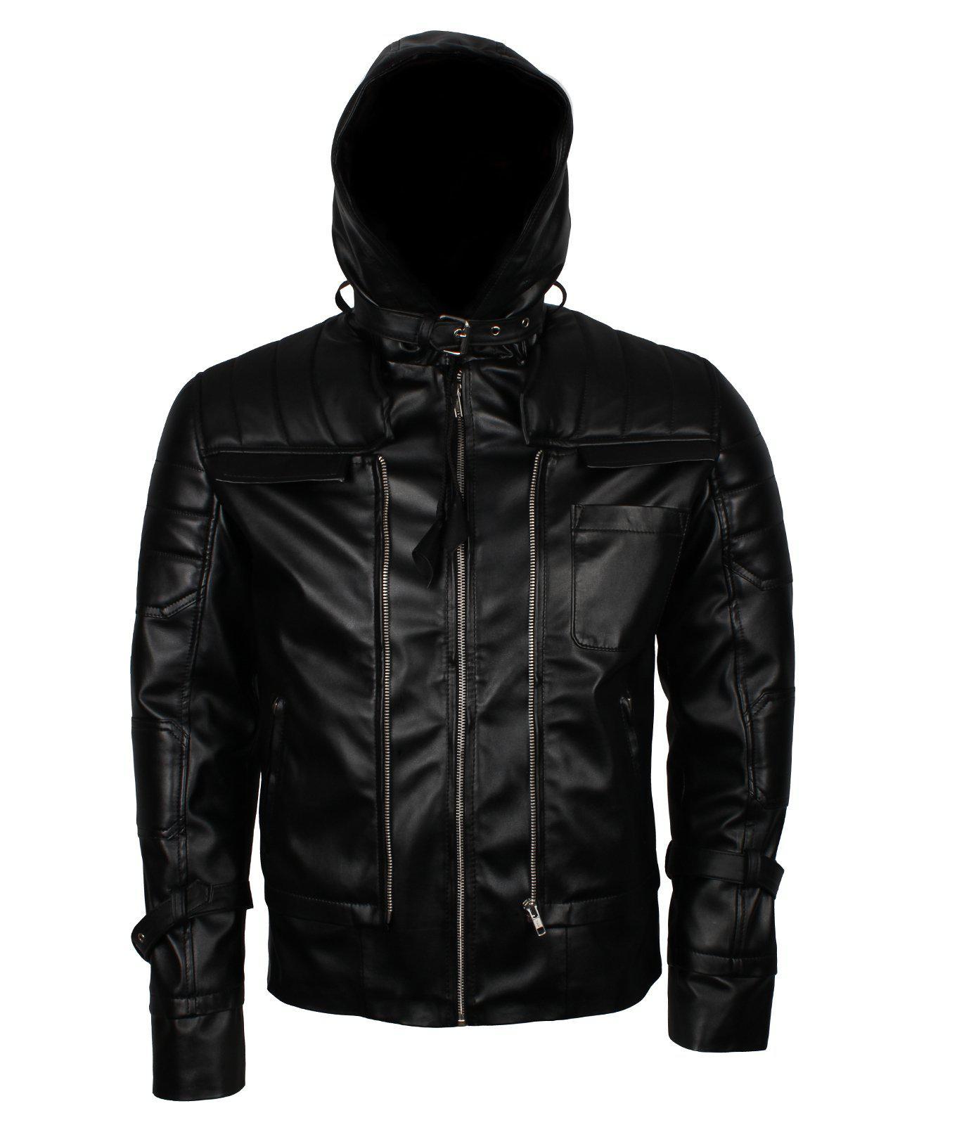 Men's Black Knight Arkham Hooded Leather Jacket