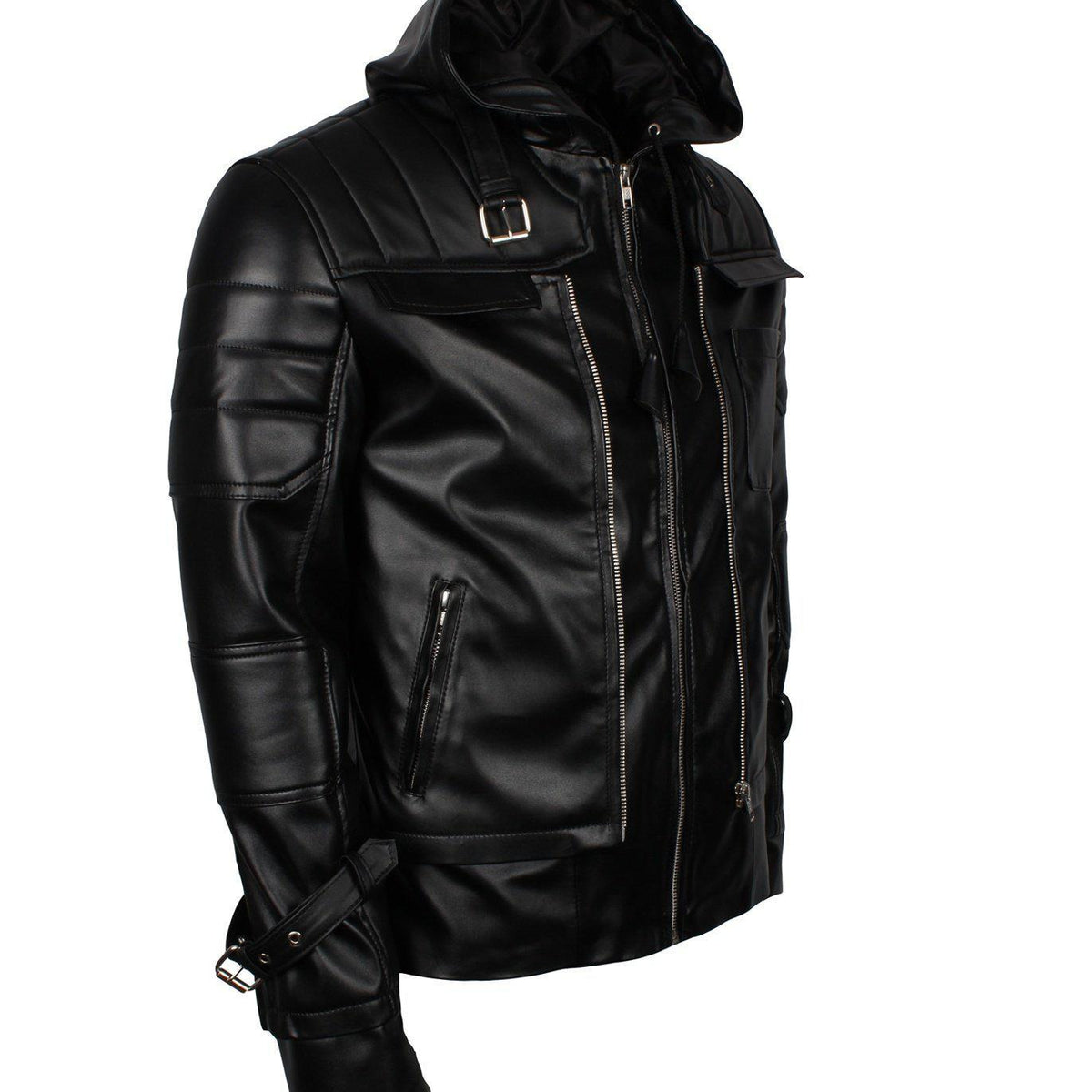 Men's Black Knight Arkham Hooded Leather Jacket