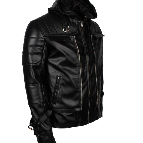 Men's Black Knight Arkham Hooded Leather Jacket