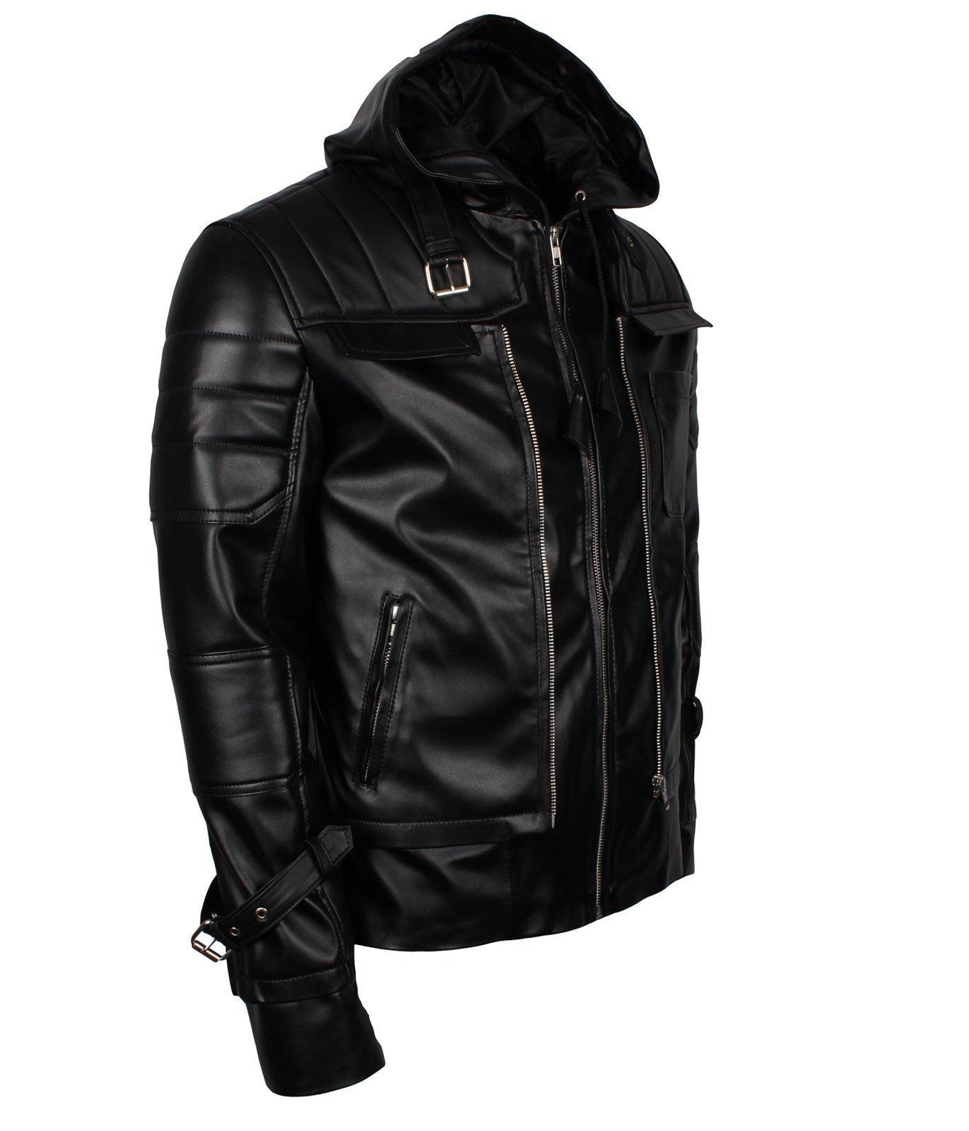 Men's Black Knight Arkham Hooded Leather Jacket