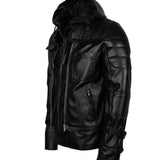 Men's Black Knight Arkham Hooded Leather Jacket