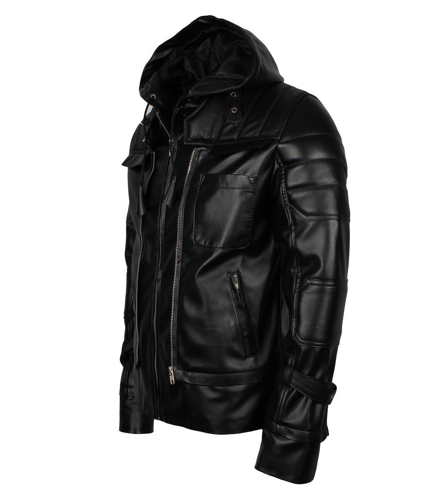 Men's Black Knight Arkham Hooded Leather Jacket