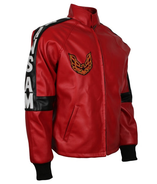Men's Red Smokey The Bandit Out Genuine Leather Bomber Jacket