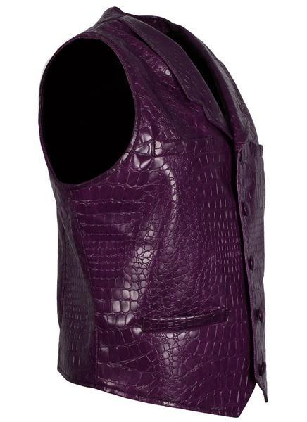 Men's Purple Joker Faux Leather Vest