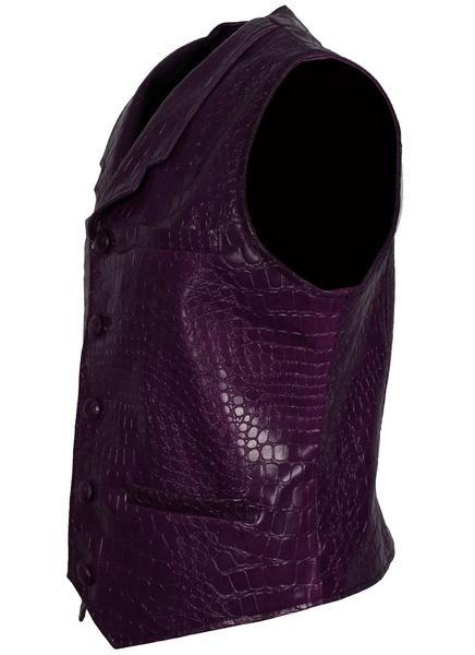 Men's Purple Joker Faux Leather Vest