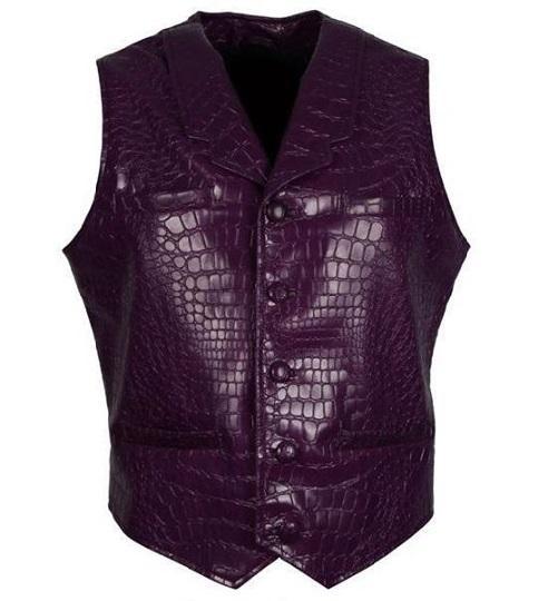 Men's Purple Joker Faux Leather Vest