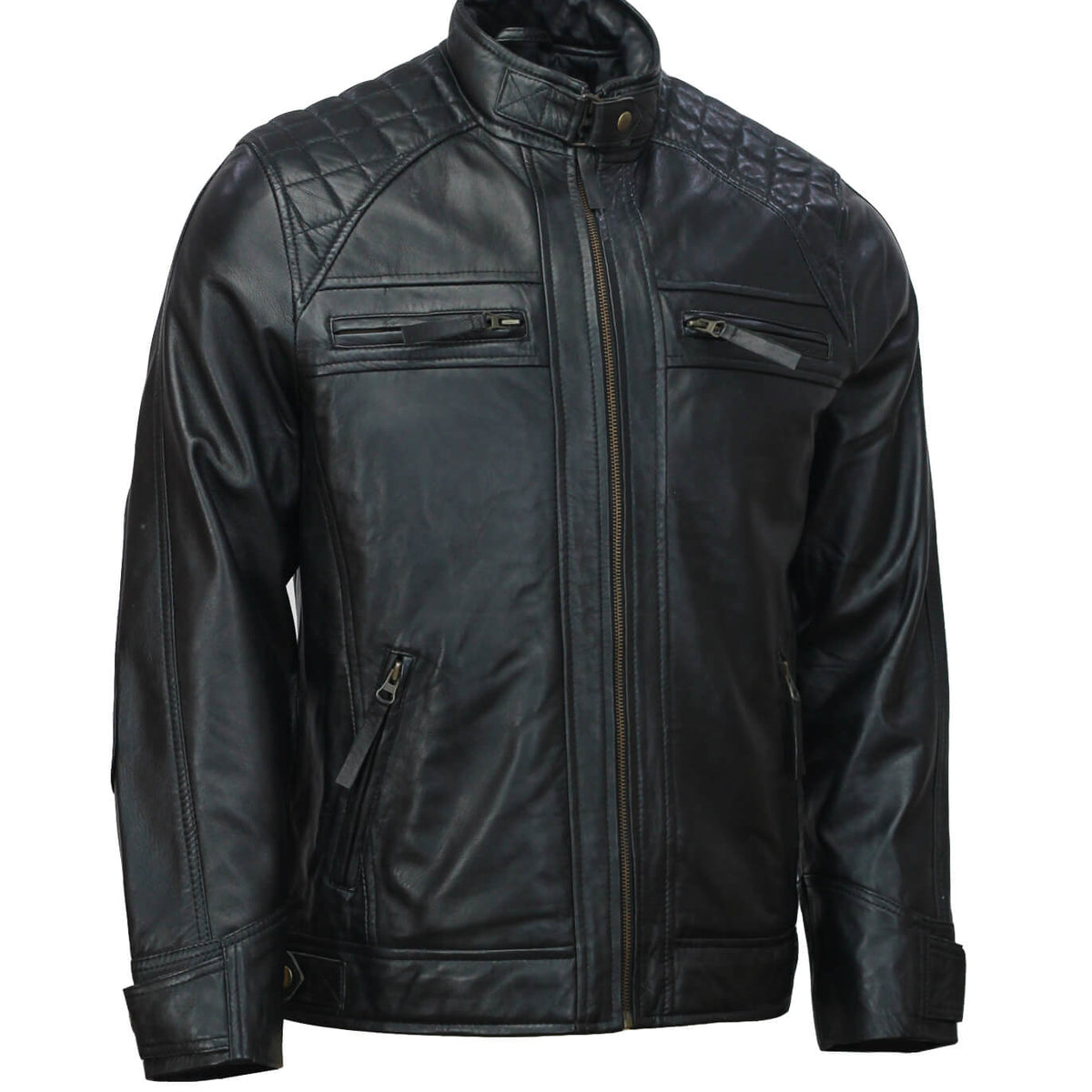 Men’s Black Moto Biker Leather Jacket