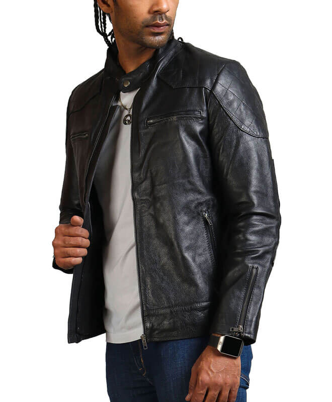 Men's Biker Black Leather Jacket