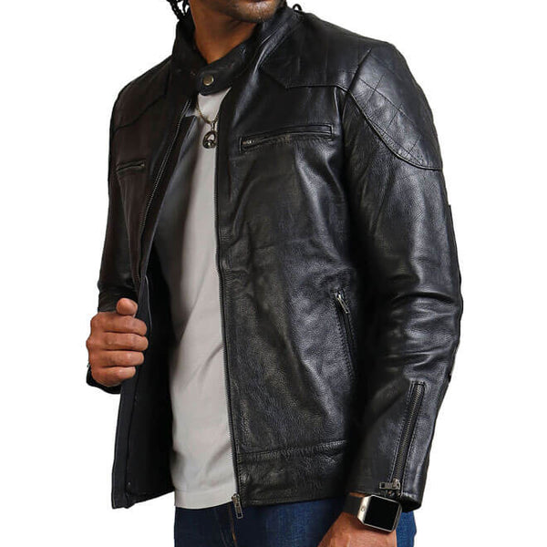 Men's Biker Black Leather Jacket