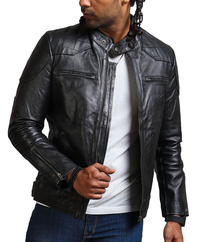 Men's Biker Black Leather Jacket