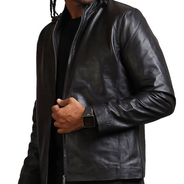 Casual Classic Black Leather Jacket