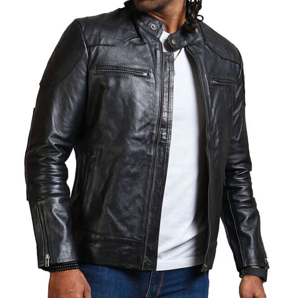 Men's Biker Black Leather Jacket