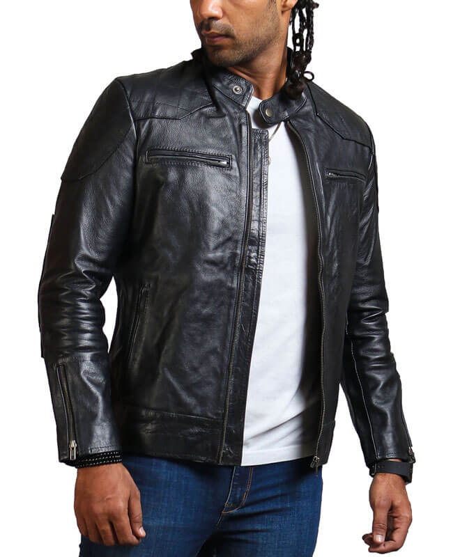 Men's Biker Black Leather Jacket