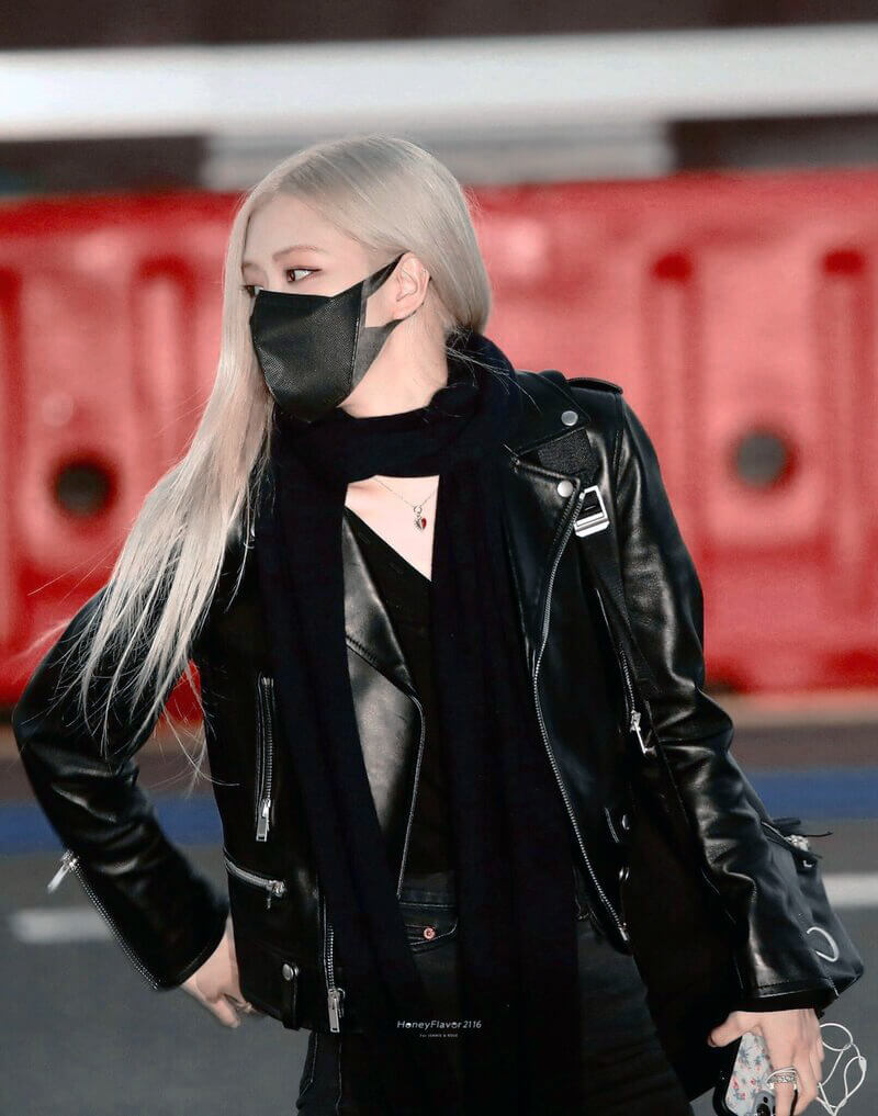 Blackpink Rose Black Cropped Biker Leather Jacket