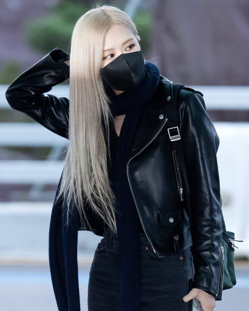 Blackpink Rose Black Cropped Biker Leather Jacket