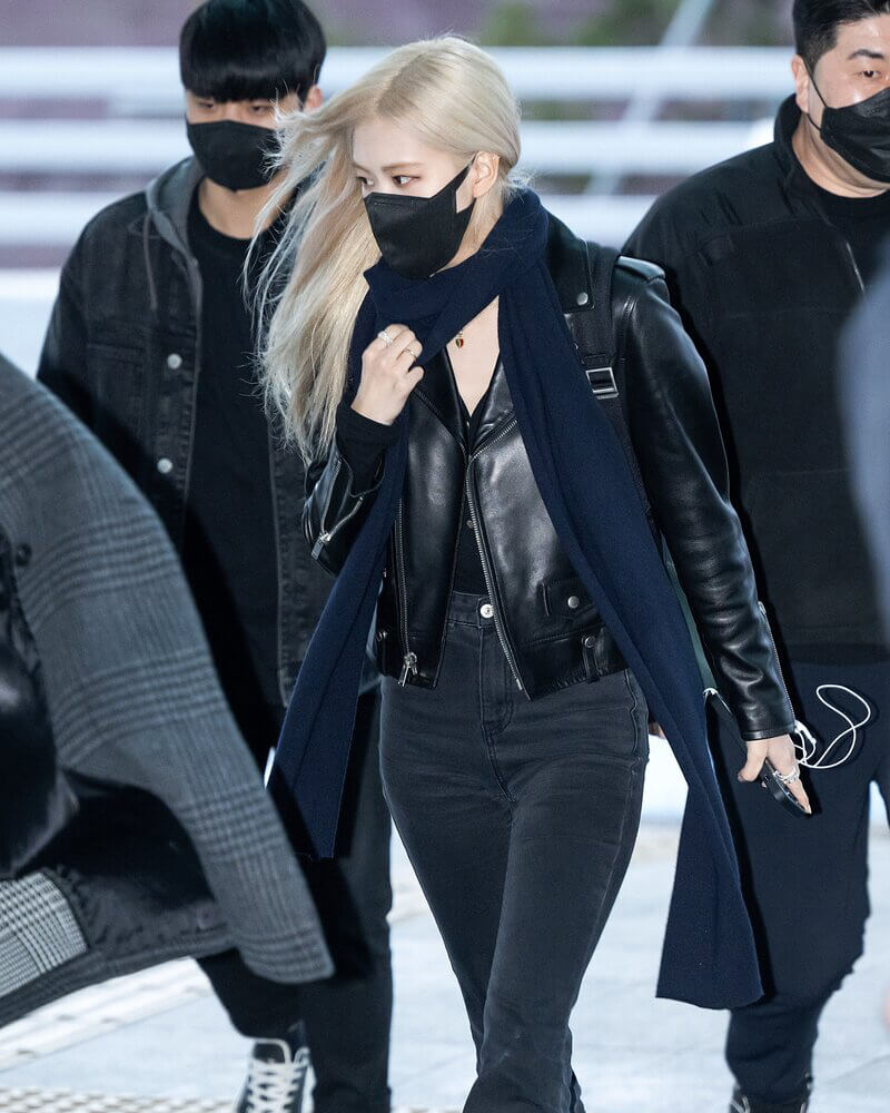 Blackpink Rose Black Cropped Biker Leather Jacket