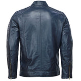 Men’s Café Racer Blue Biker Leather Jacket