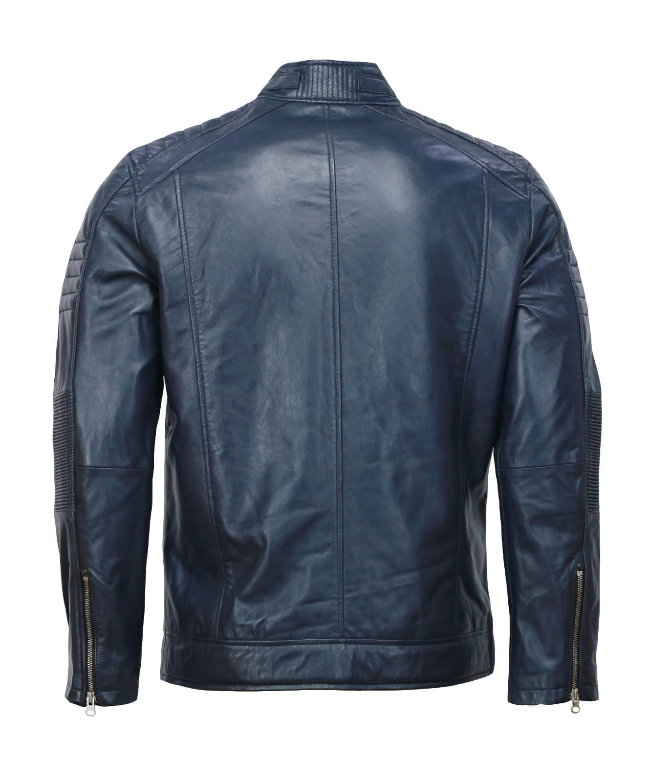 Men’s Café Racer Blue Biker Leather Jacket