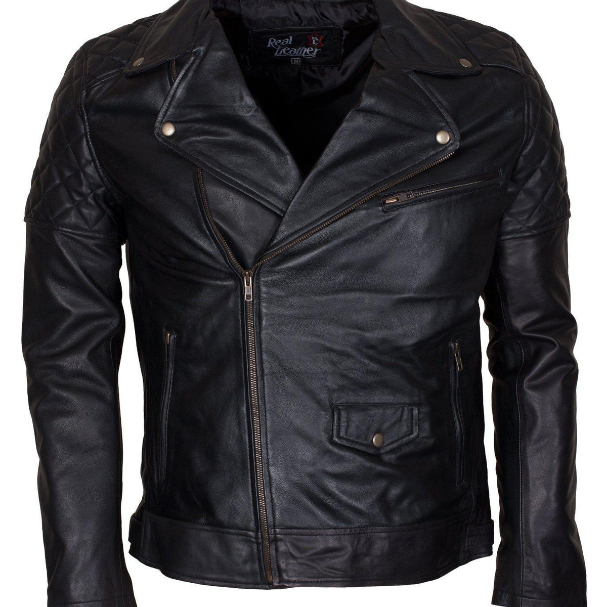 Men's Waxed Brando Black Brown Grey Genuine Leather Motorcycle Jacket