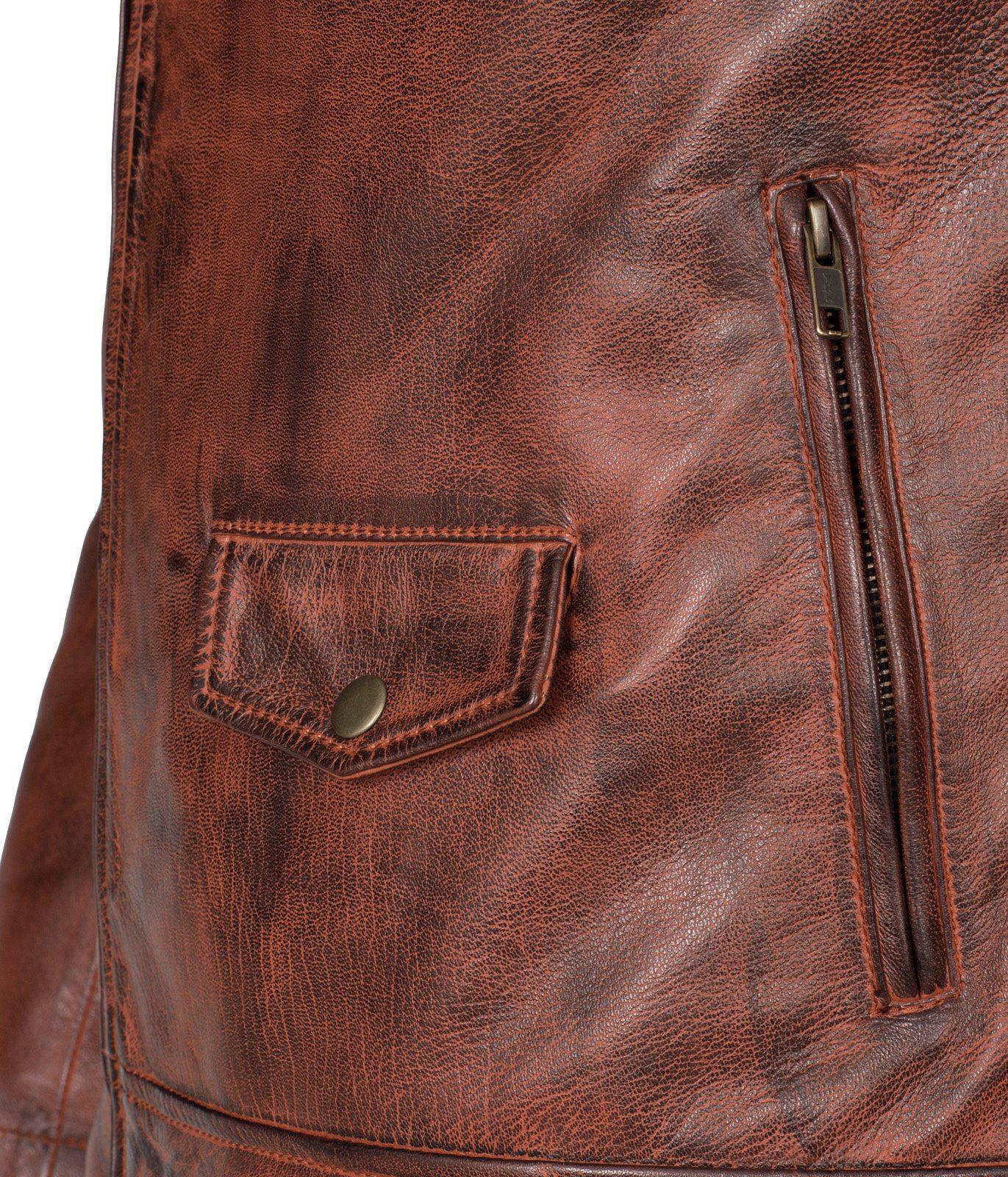 Men's Waxed Brando Black Brown Grey Genuine Leather Motorcycle Jacket