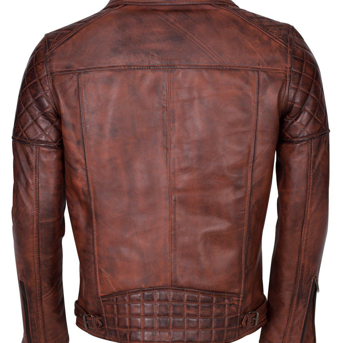Men's Waxed Brando Black Brown Grey Genuine Leather Motorcycle Jacket