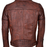 Men's Waxed Brando Black Brown Grey Genuine Leather Motorcycle Jacket