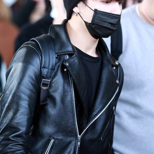 BTS Jungkook Black Motorcycle Leather Jacket