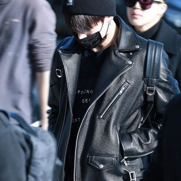 BTS Jungkook Black Motorcycle Leather Jacket