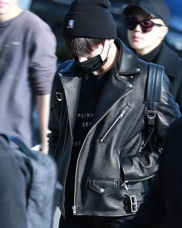 BTS Jungkook Black Motorcycle Leather Jacket