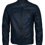 Men's Cafe Racer Maroon Grey Brown Blue Tan Genuine Leather Biker Jacket
