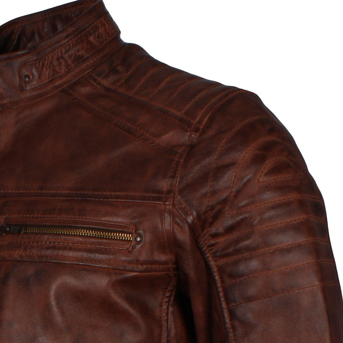 Men's Cafe Racer Maroon Grey Brown Blue Tan Genuine Leather Biker Jacket