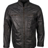 Men's Cafe Racer Maroon Grey Brown Blue Tan Genuine Leather Biker Jacket