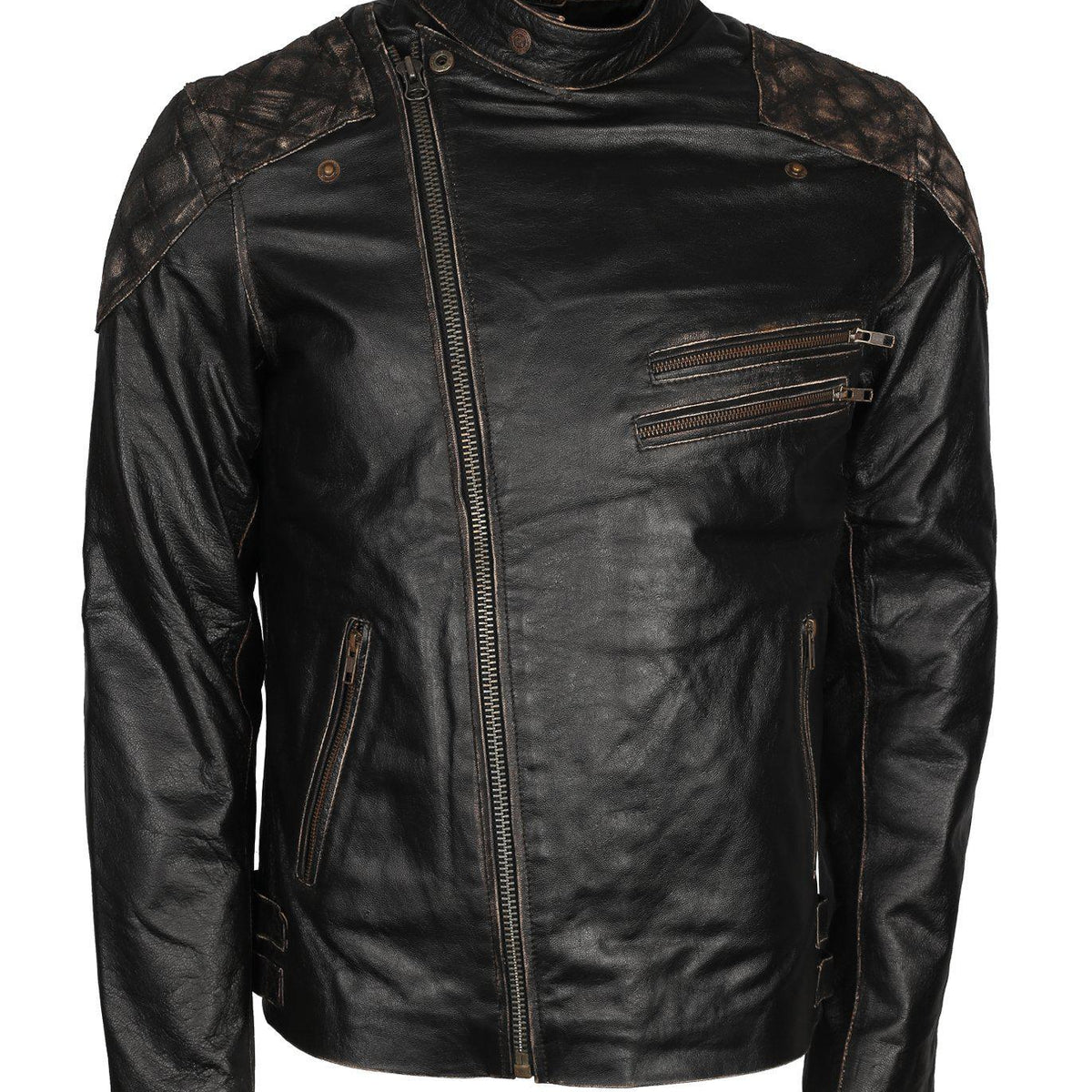 Men's Skull Crossbones Genuine Leather Motorcycle Jacket