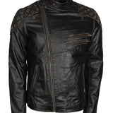 Men's Skull Crossbones Genuine Leather Motorcycle Jacket