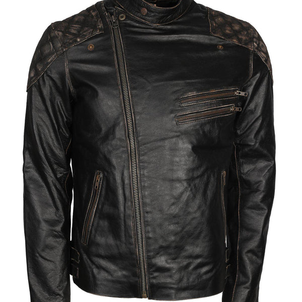 Men's Skull Crossbones Genuine Leather Motorcycle Jacket