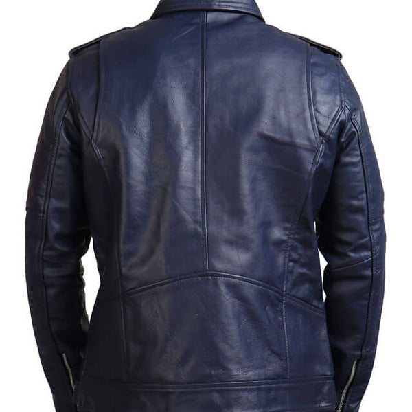 Blue Biker Enthusiast Leather Jacket