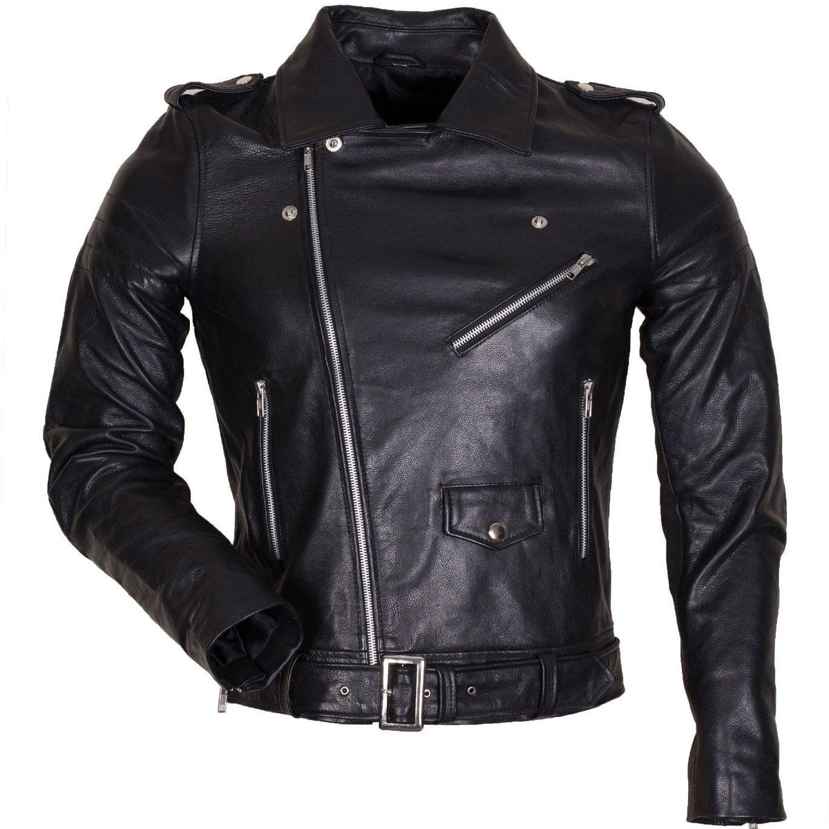 Men's Black Brando Jacket in Genuine Leather