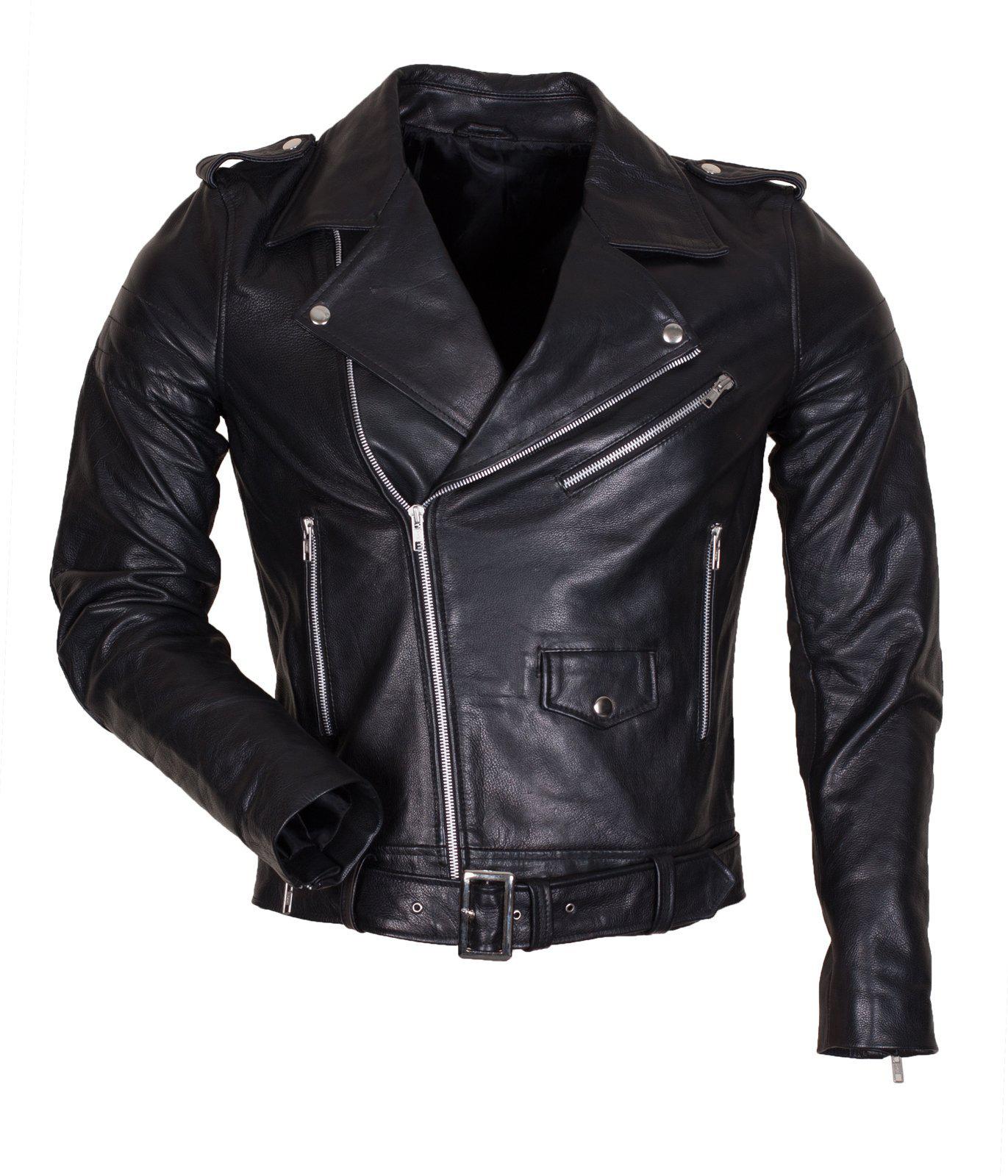 Men's Black Brando Jacket in Genuine Leather