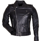 Men's Black Brando Leather Jacket in Faux