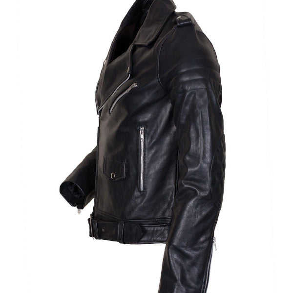 Men's Black Brando Leather Jacket in Faux