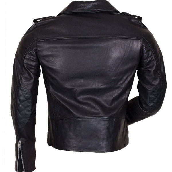 Men's Black Brando Leather Jacket in Faux