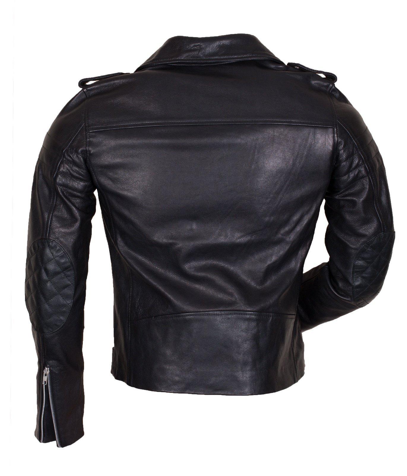 Men's Black Brando Leather Jacket in Faux