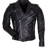 Men's Black Brando Leather Jacket in Faux