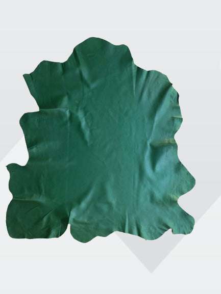 Green Nappa Sheepskin Leather Hide AA Grade, showing whole hide natural silhouette
