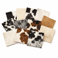 Hair-On Cowhide Leather Squares 6x6 Pack of 12, showing 12-pack fan arrangement