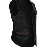 Men's Skull and Crossbones Black Leather Motorcycle Vest