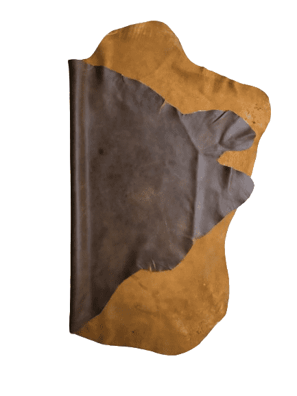 Antique Brown Nappa Sheepskin Leather Hide, showing dual-tone vintage character