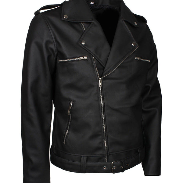 Men's Black Dead Walking Faux Leather Jacket